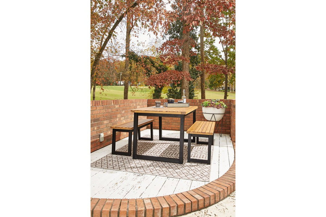 Town Wood Brown/Black Outdoor Dining Table Set (Set of 3) - Lara Furniture