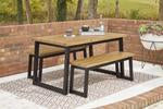 Town Wood Brown/Black Outdoor Dining Table Set (Set of 3) - Lara Furniture