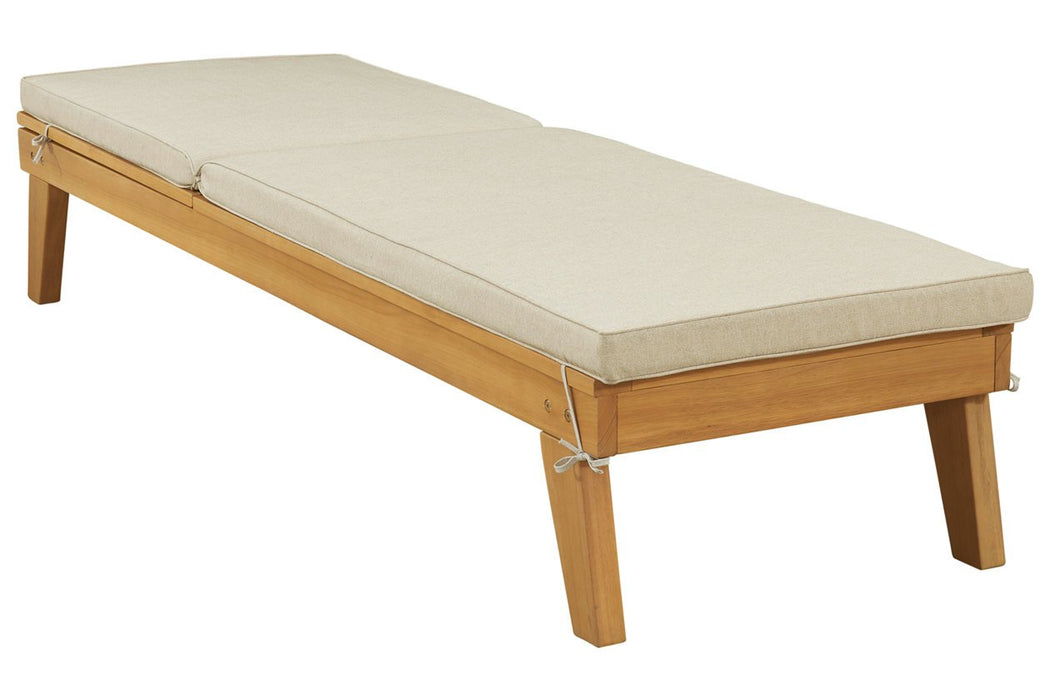 Byron Bay Light Brown Chaise Lounge with Cushion - Lara Furniture