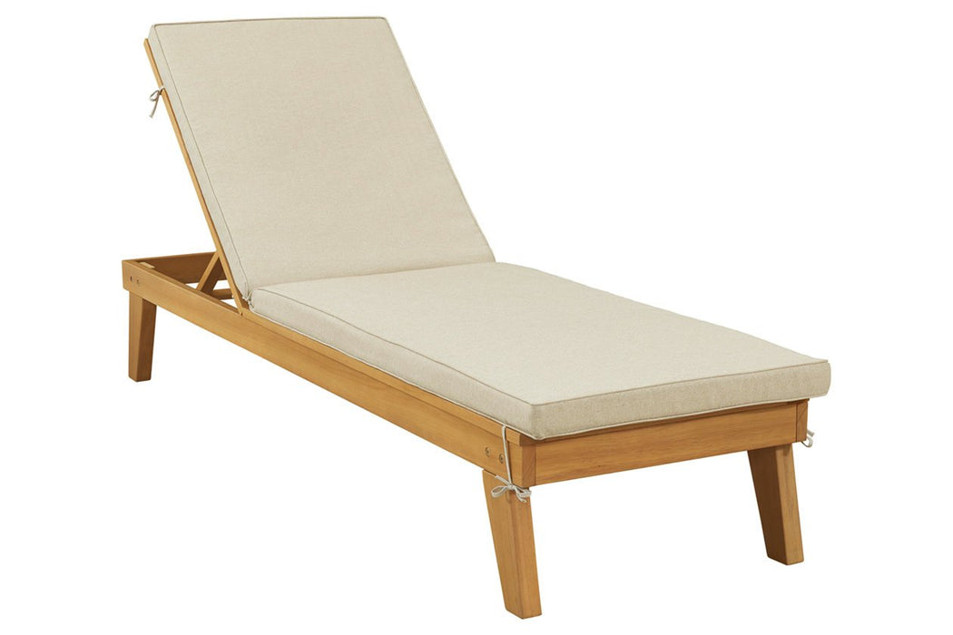 Byron Bay Light Brown Chaise Lounge with Cushion - Lara Furniture