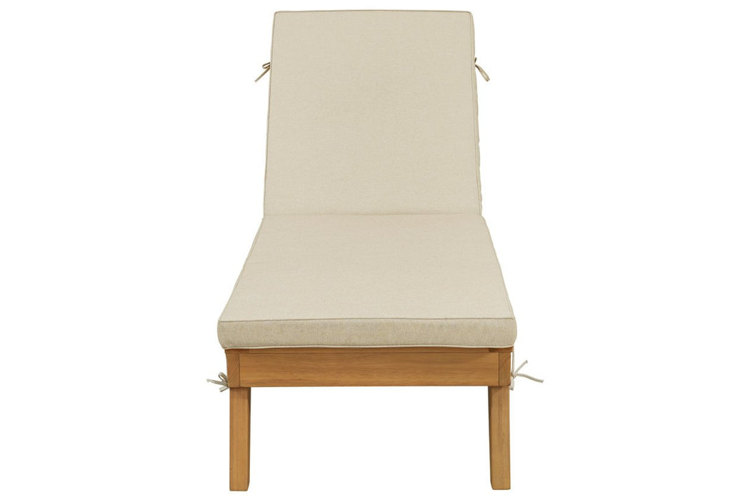 Byron Bay Light Brown Chaise Lounge with Cushion - Lara Furniture