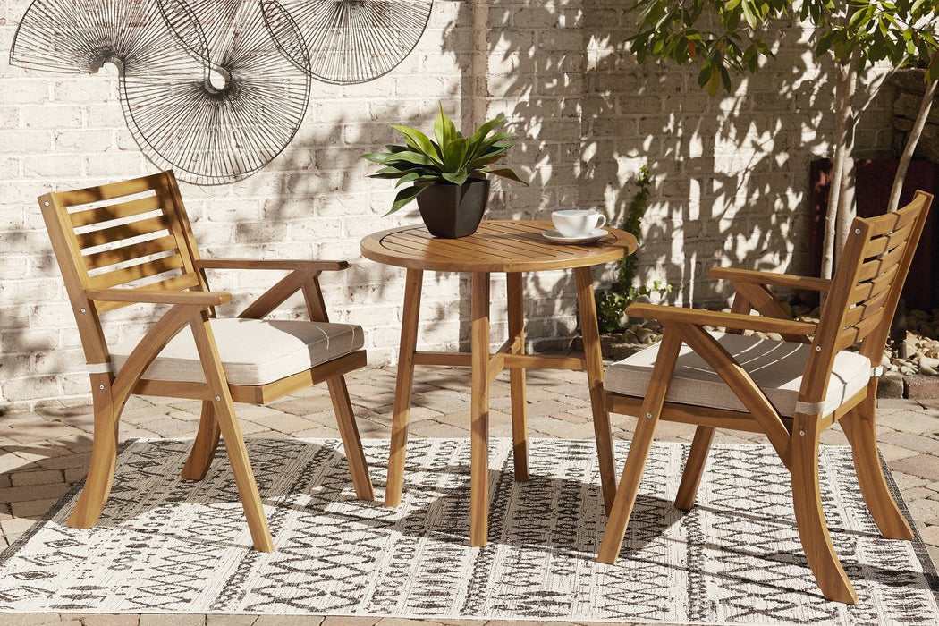 Vallerie Brown Outdoor Chairs with Table Set (Set of 3) - Lara Furniture