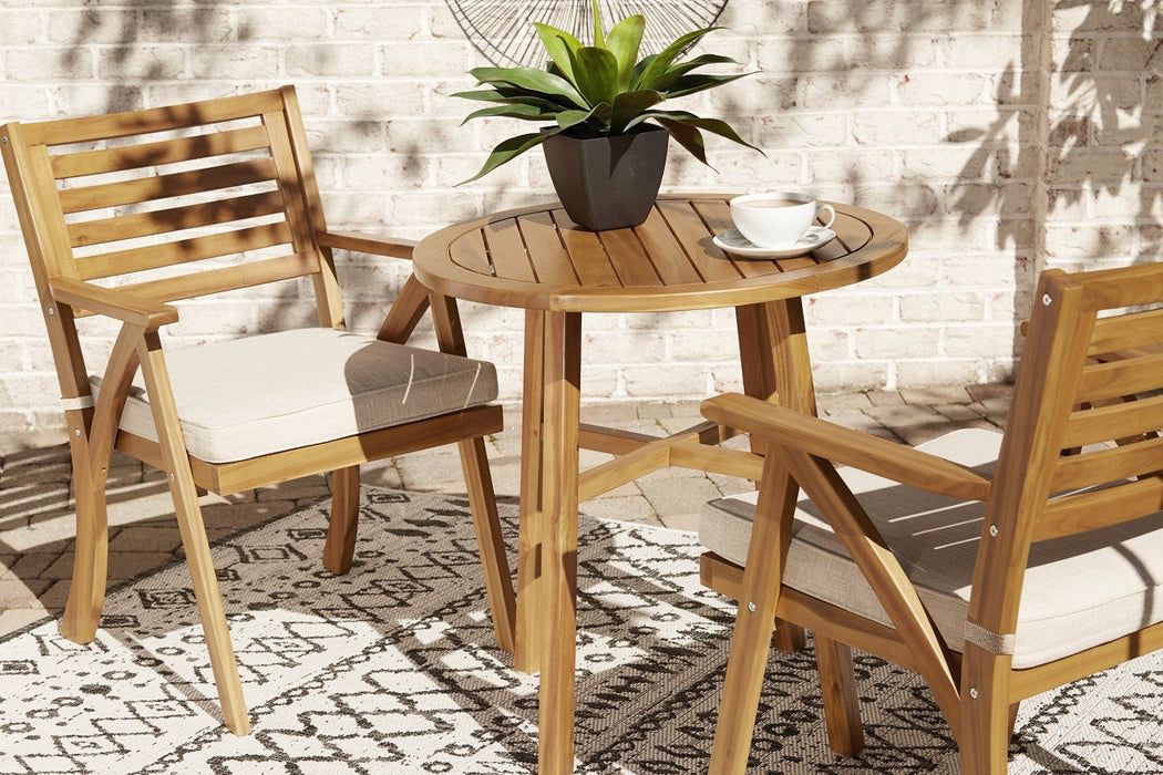 Vallerie Brown Outdoor Chairs with Table Set (Set of 3) - Lara Furniture