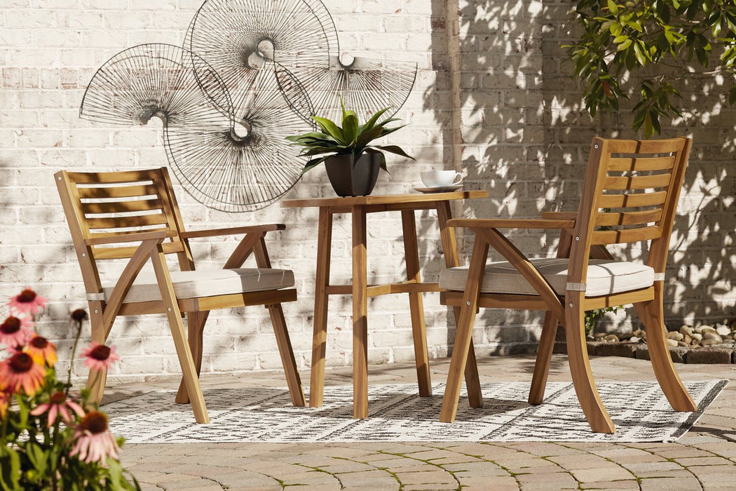 Vallerie Brown Outdoor Chairs with Table Set (Set of 3) - Lara Furniture