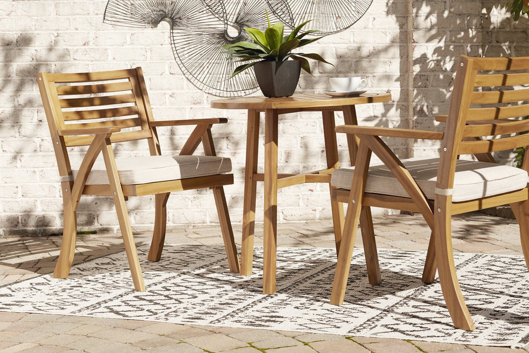 Vallerie Brown Outdoor Chairs with Table Set (Set of 3) - Lara Furniture