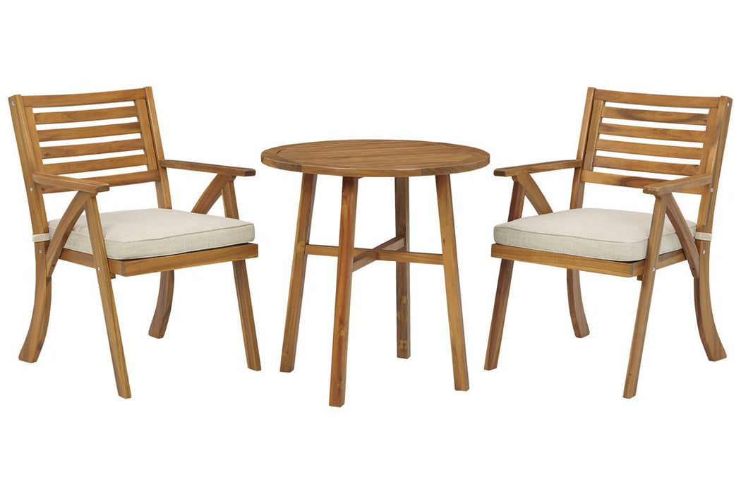 Vallerie Brown Outdoor Chairs with Table Set (Set of 3) - Lara Furniture