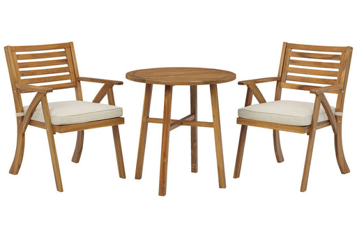 Vallerie Brown Outdoor Chairs with Table Set (Set of 3) - Lara Furniture