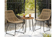 Coral Sand Light Brown/Black Outdoor Chairs with Table Set (Set of 3) - Lara Furniture