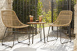 Coral Sand Light Brown/Black Outdoor Chairs with Table Set (Set of 3) - Lara Furniture
