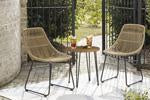 Coral Sand Light Brown/Black Outdoor Chairs with Table Set (Set of 3) - Lara Furniture