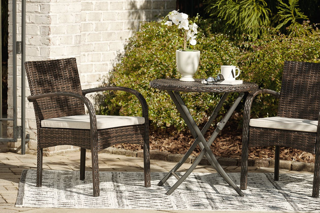 Anchor Lane Brown Outdoor Chairs with Table Set (Set of 3) - Lara Furniture