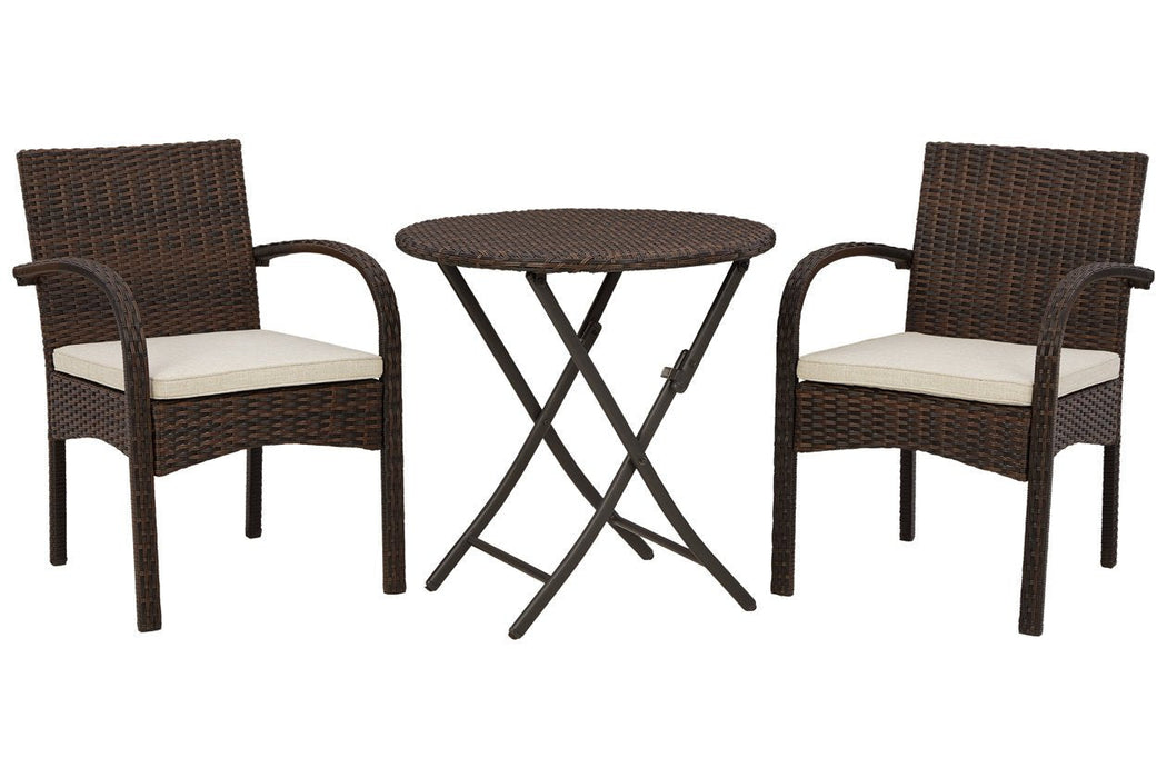 Anchor Lane Brown Outdoor Chairs with Table Set (Set of 3) - Lara Furniture