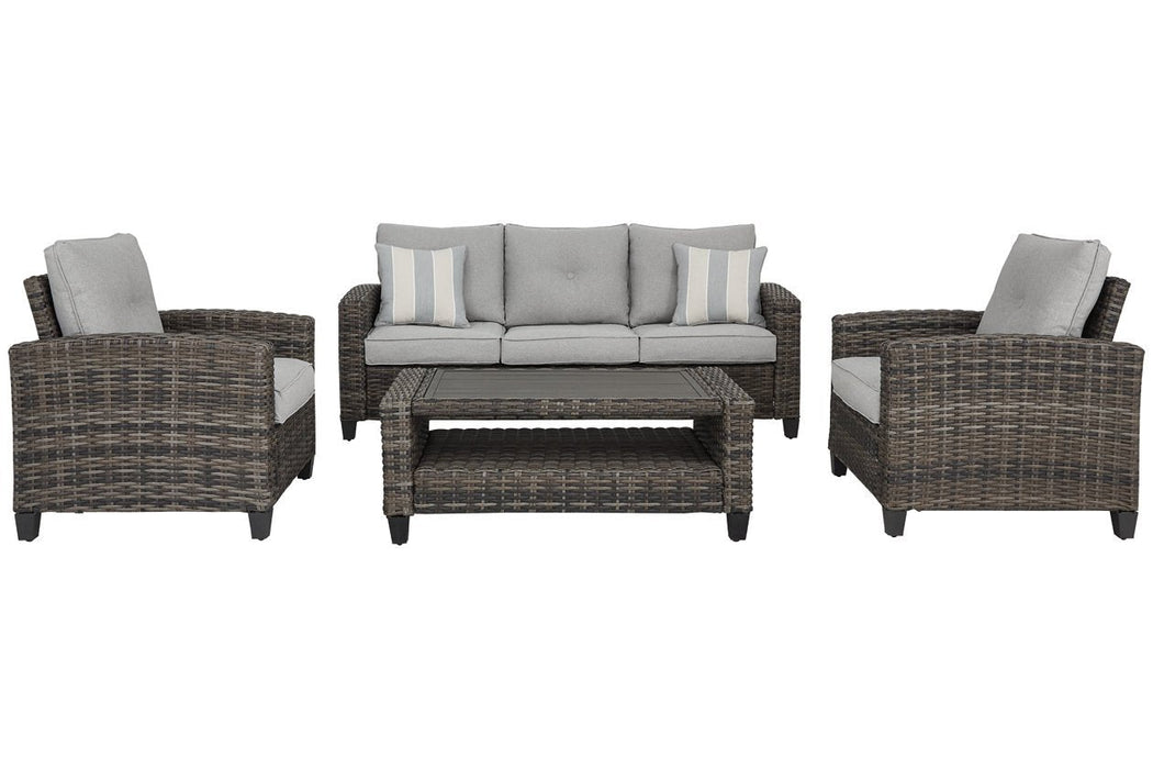 Cloverbrooke Gray 4-Piece Outdoor Conversation Set - Lara Furniture