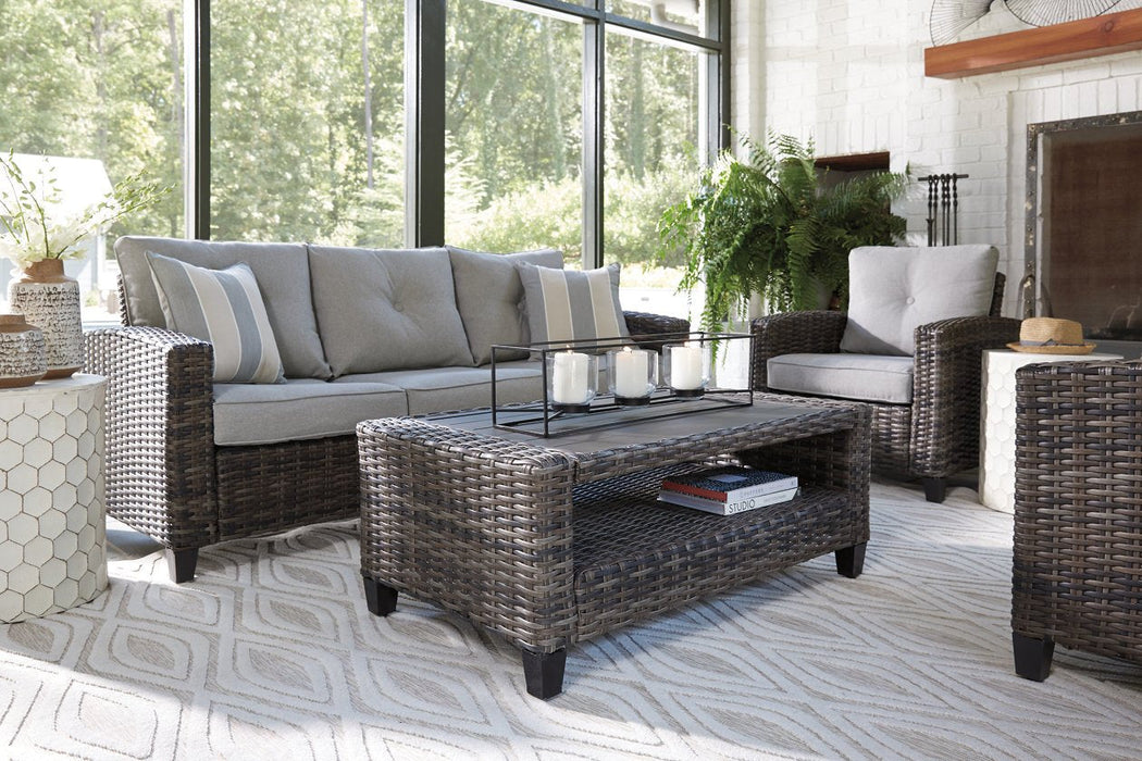 Cloverbrooke Gray 4-Piece Outdoor Conversation Set - Lara Furniture