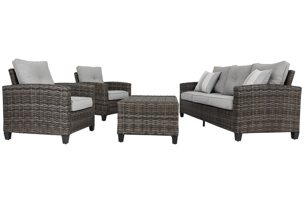 Cloverbrooke Gray 4-Piece Outdoor Conversation Set - Lara Furniture