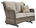 Clear Ridge Light Brown Glider Loveseat with Cushion - Lara Furniture