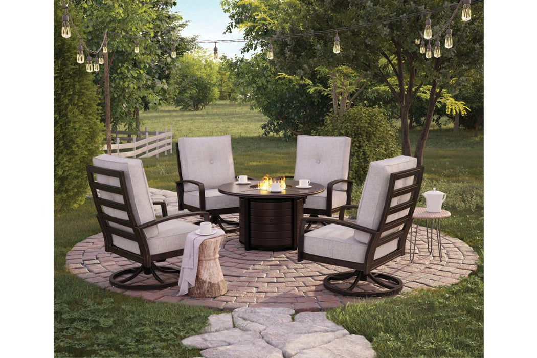 Castle Island Dark Brown Fire Pit Table - Lara Furniture