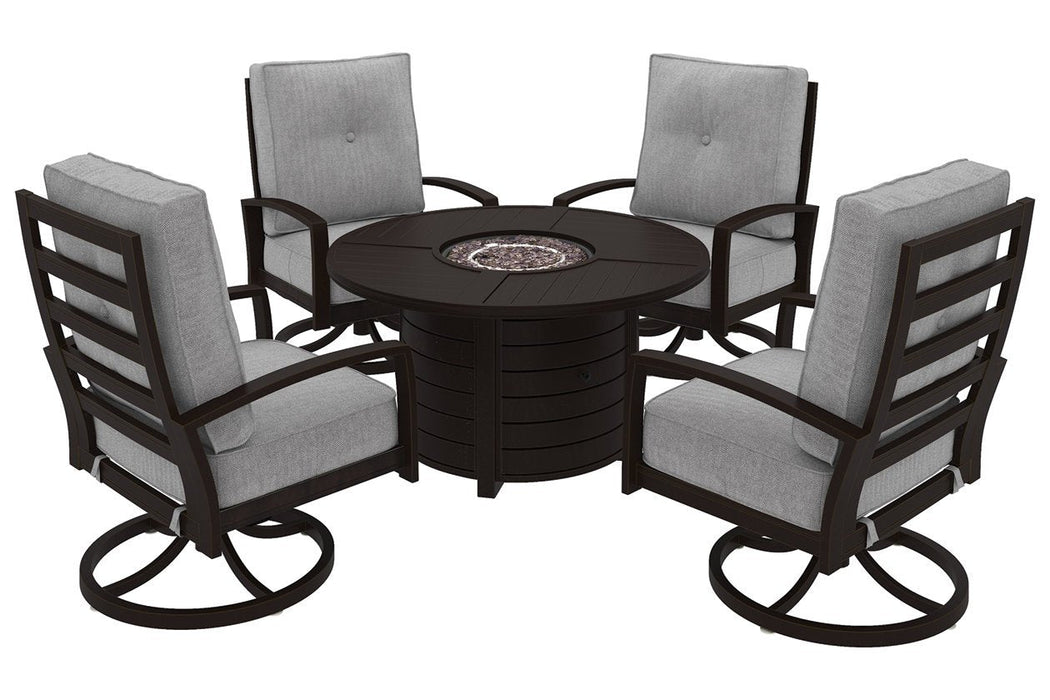 Castle Island Dark Brown Fire Pit Table - Lara Furniture