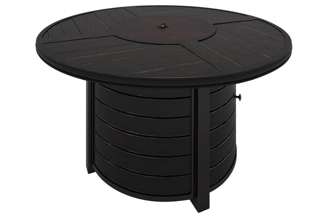 Castle Island Dark Brown Fire Pit Table - Lara Furniture