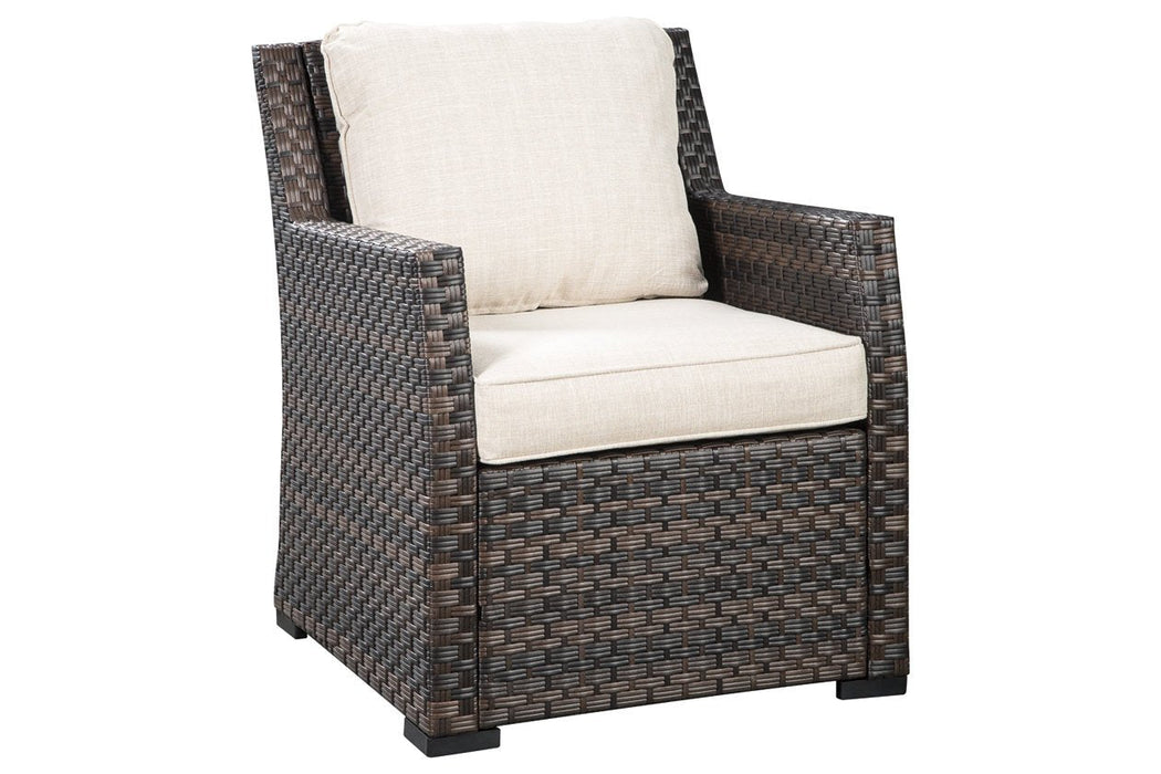 Easy Isle Dark Brown/Beige Lounge Chair with Cushion - Lara Furniture