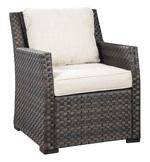 Easy Isle Dark Brown/Beige Lounge Chair with Cushion - Lara Furniture