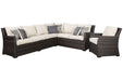 Easy Isle Dark Brown/Beige 3-Piece Sofa Sectional/Chair with Cushion - Lara Furniture