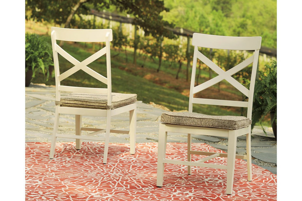 Preston Bay Antique White Armless Chair with Cushion (Set of 2) - Lara Furniture