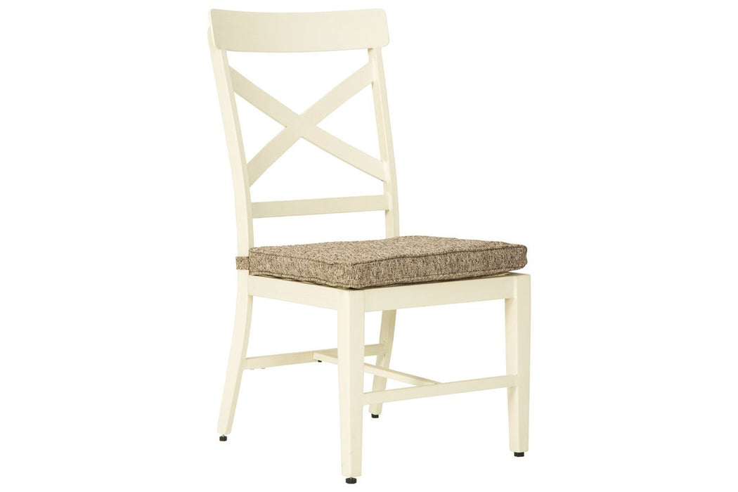 Preston Bay Antique White Armless Chair with Cushion (Set of 2) - Lara Furniture