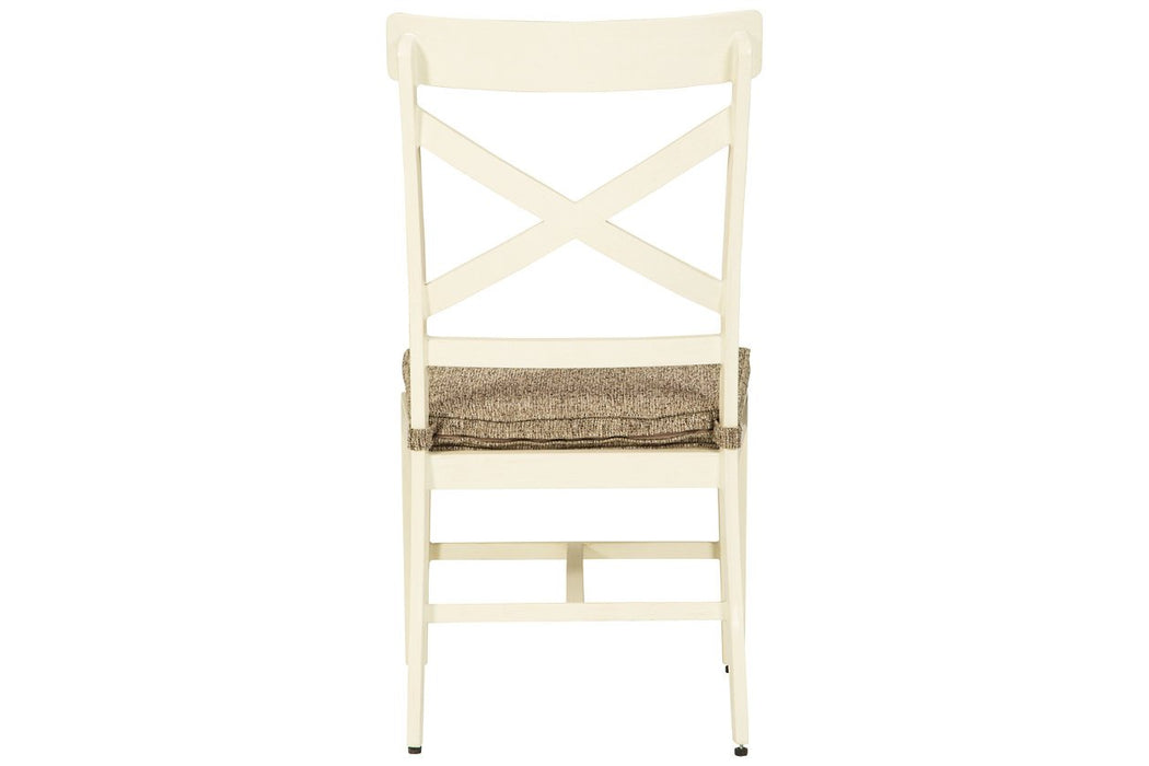 Preston Bay Antique White Armless Chair with Cushion (Set of 2) - Lara Furniture