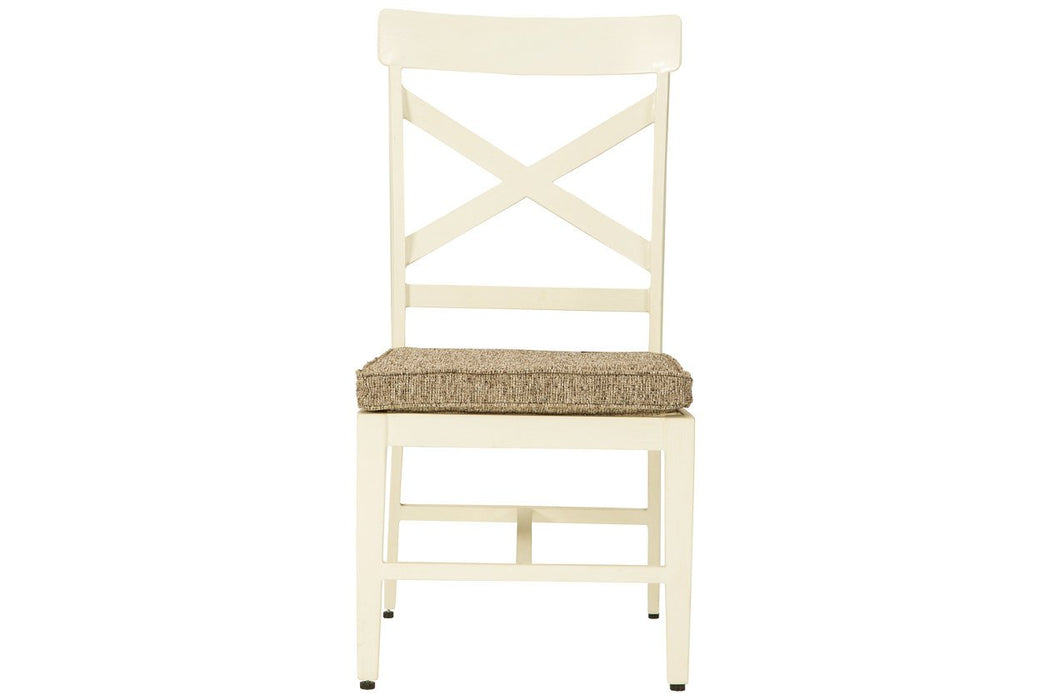 Preston Bay Antique White Armless Chair with Cushion (Set of 2) - Lara Furniture