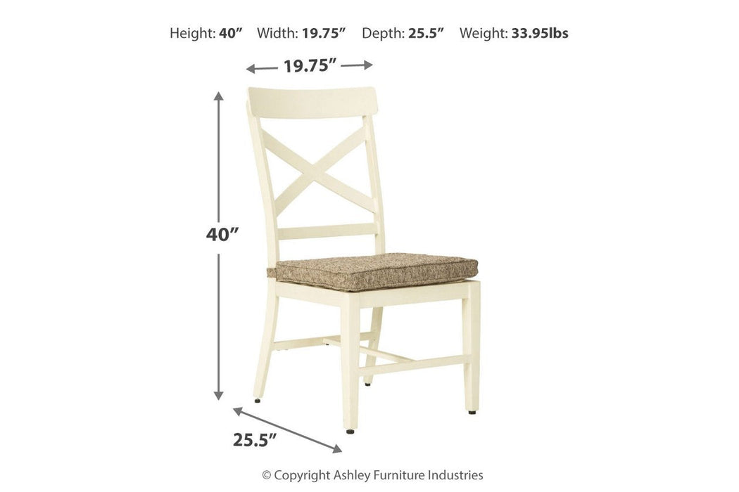 Preston Bay Antique White Armless Chair with Cushion (Set of 2) - Lara Furniture