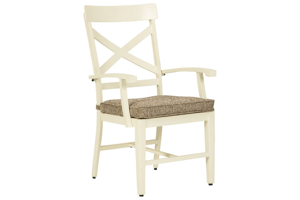 Preston Bay Antique White Arm Chair with Cushion (Set of 2) - Lara Furniture