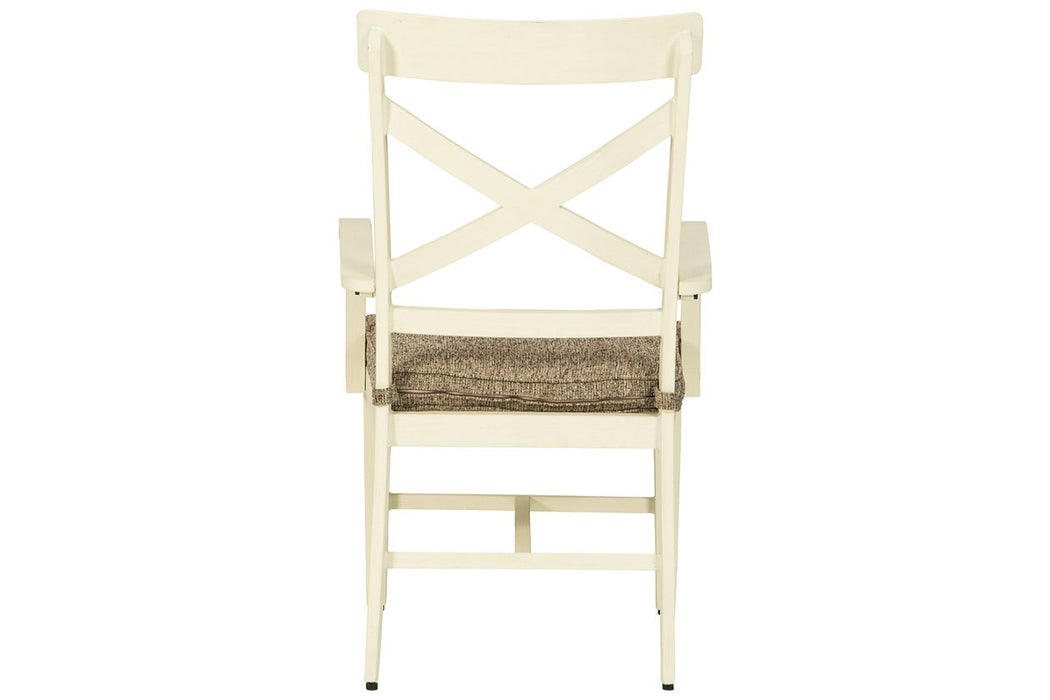 Preston Bay Antique White Arm Chair with Cushion (Set of 2) - Lara Furniture