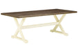 Preston Bay Antique White Dining Table with Umbrella Option - Lara Furniture