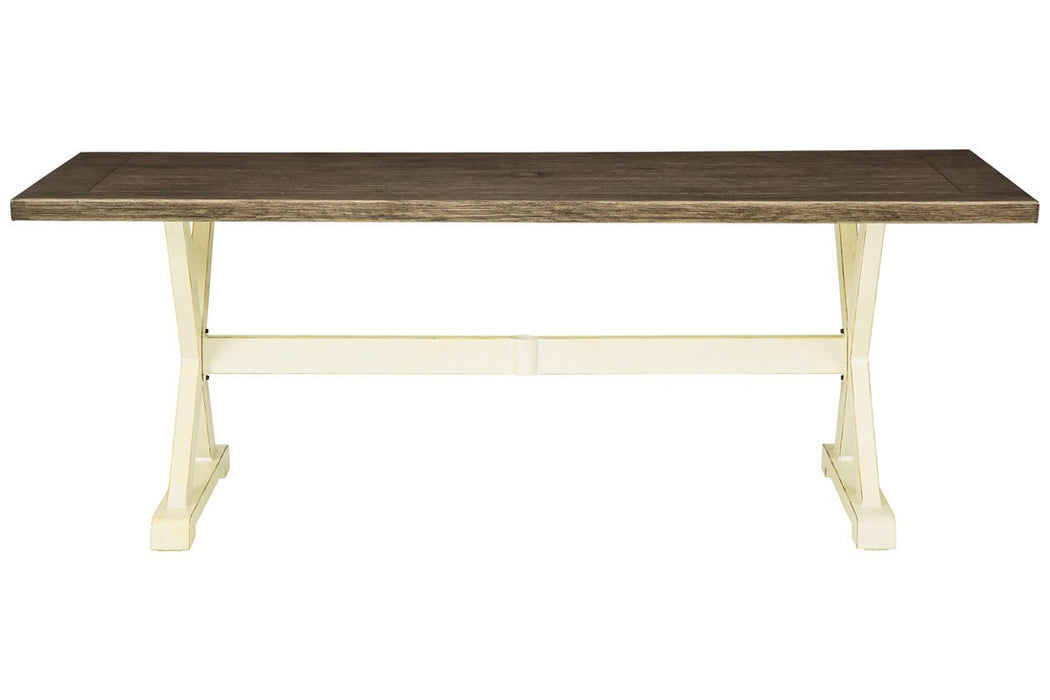 Preston Bay Antique White Dining Table with Umbrella Option - Lara Furniture