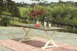 Preston Bay Antique White Dining Table with Umbrella Option - Lara Furniture