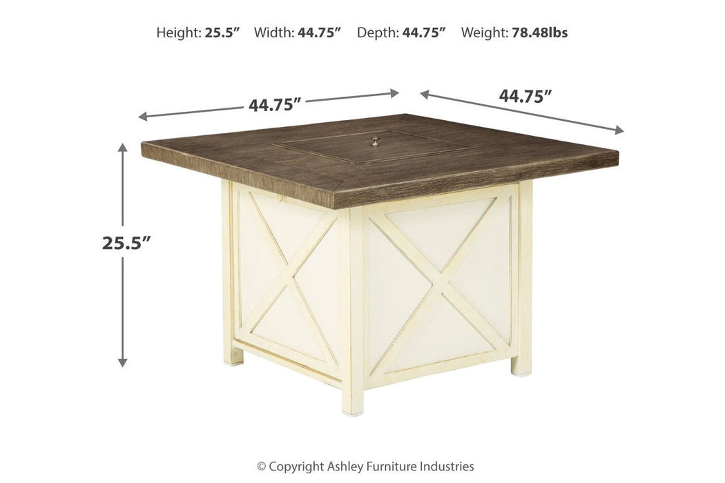 Preston Bay Antique White Fire Pit Table - Lara Furniture