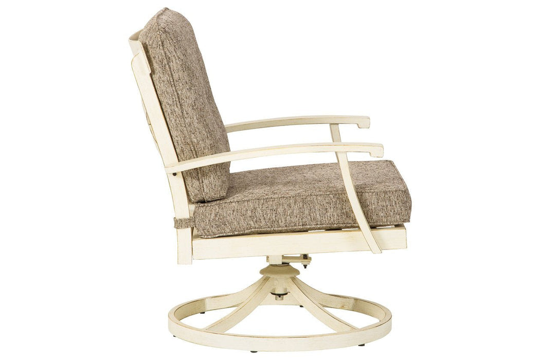 Preston Bay Antique White Swivel Lounge with Cushion (Set of 2) - Lara Furniture