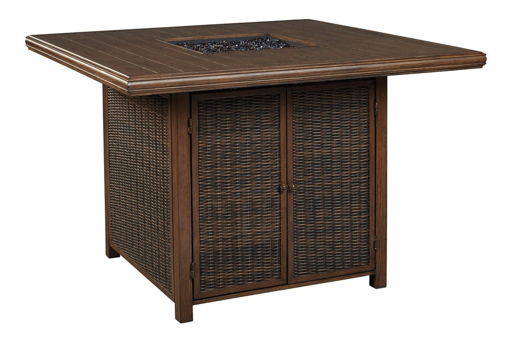 Paradise Trail Medium Brown Bar Table with Fire Pit - Lara Furniture