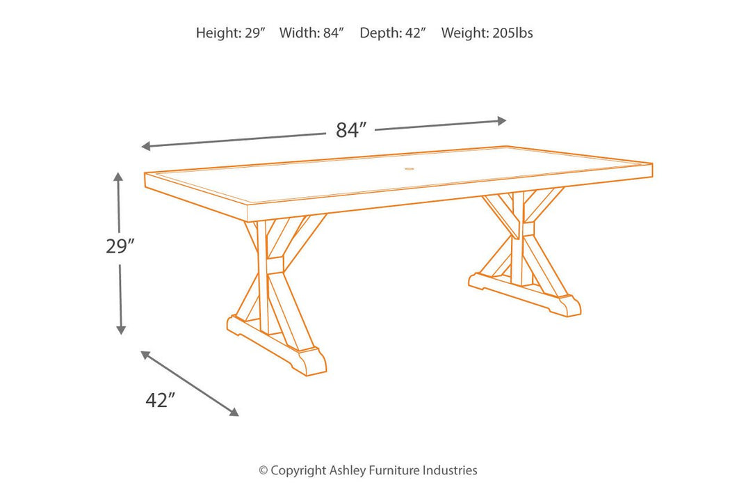 Beachcroft Beige Dining Table with Umbrella Option - Lara Furniture