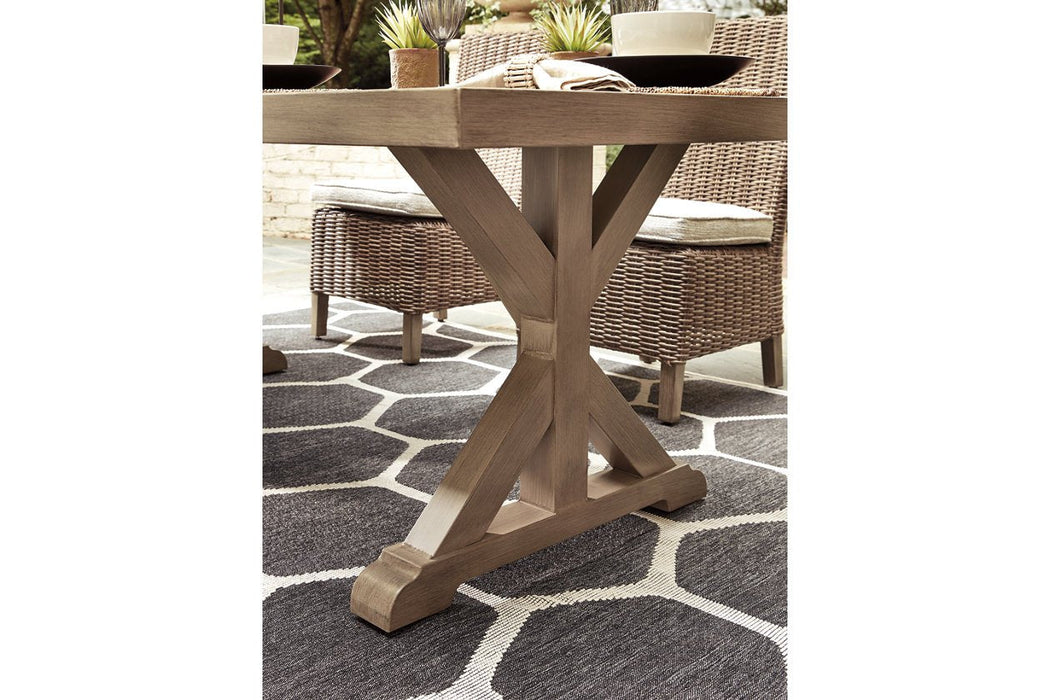 Beachcroft Beige Dining Table with Umbrella Option - Lara Furniture