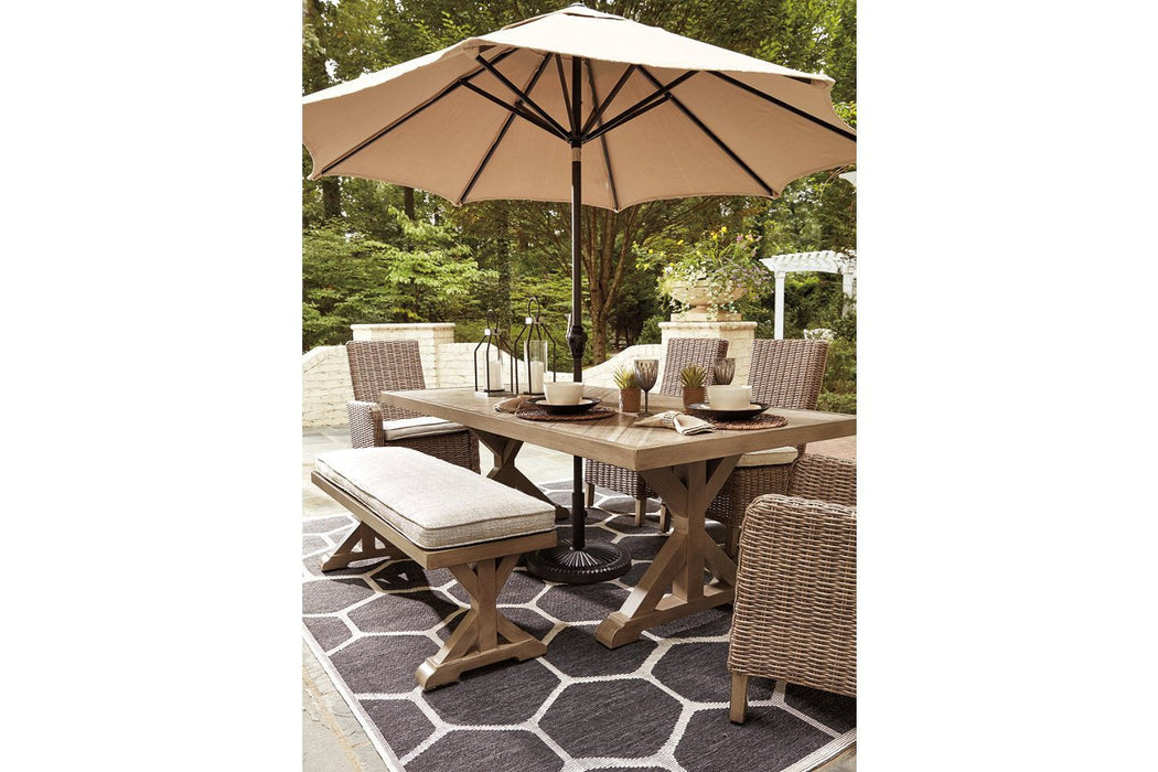 Beachcroft Beige Dining Table with Umbrella Option - Lara Furniture