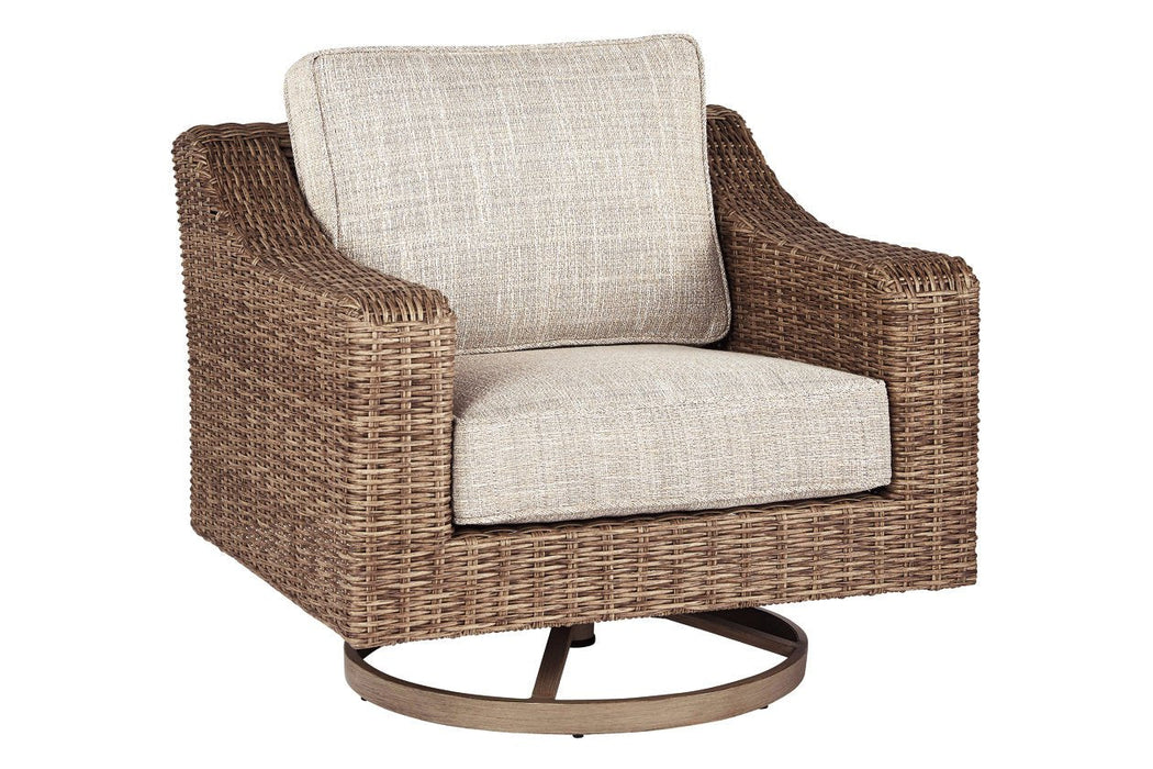 Beachcroft Beige Swivel Lounge Chair - Lara Furniture