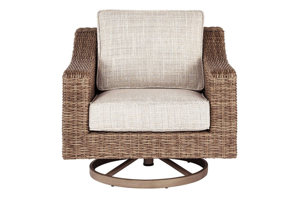 Beachcroft Beige Swivel Lounge Chair - Lara Furniture