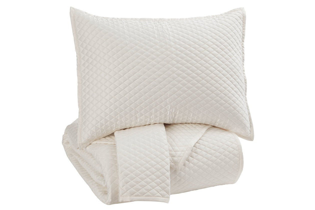 Dietrick Ivory 3-Piece Queen Quilt Set - Lara Furniture