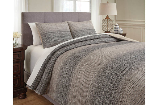 Arturo Natural/Charcoal 3-Piece King Duvet Cover Set - Lara Furniture