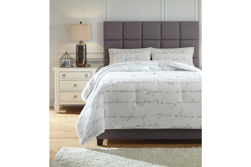 Adrianna White/Gray 3-Piece King Comforter Set - Lara Furniture