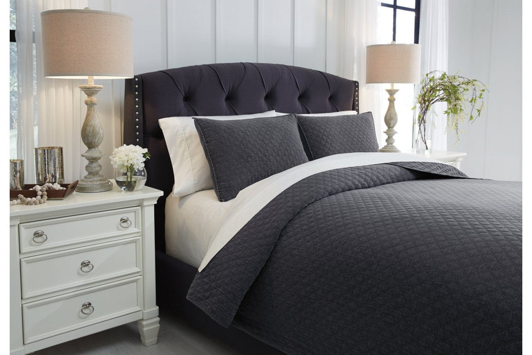 Ryter Charcoal 3-Piece King Coverlet Set - Lara Furniture