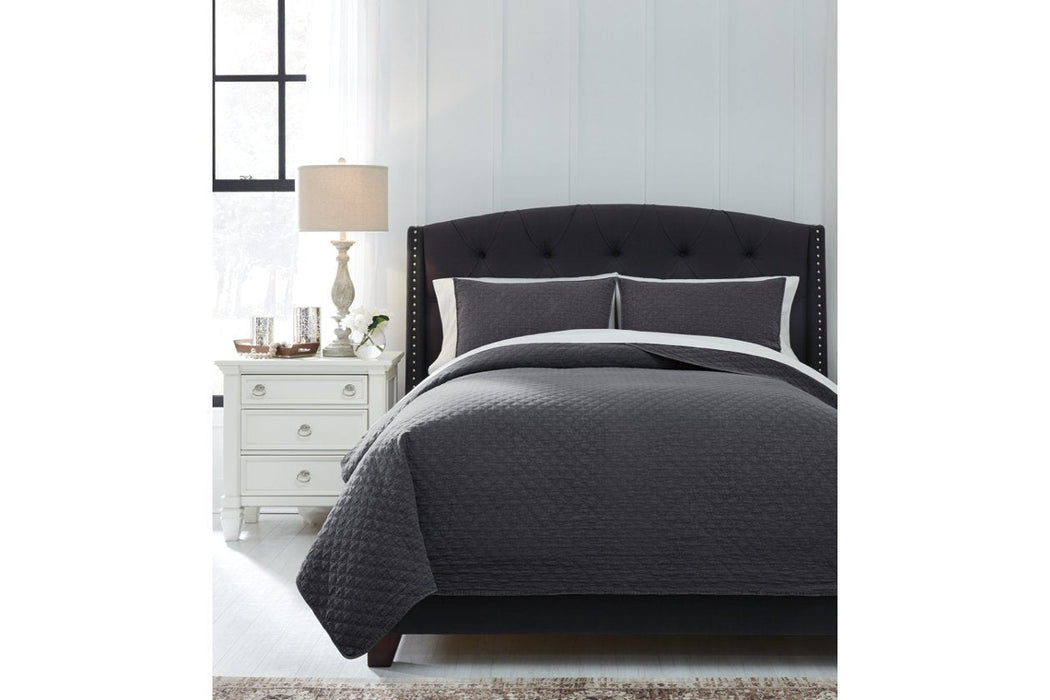 Ryter Charcoal 3-Piece King Coverlet Set - Lara Furniture