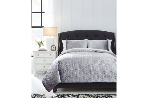 Maryam Gray 3-Piece King Coverlet Set - Lara Furniture